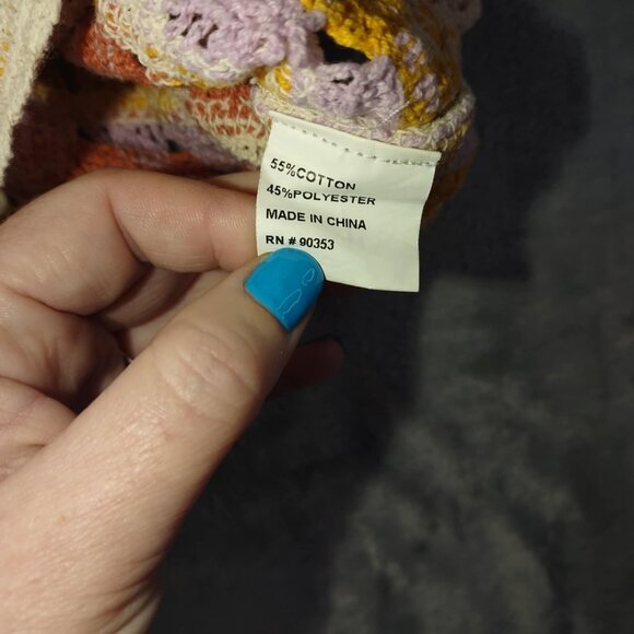 Boho Crochet Granny Square Tank Top Women's Yellow XS Rebellion Signature Knit - Picture 8 of 9